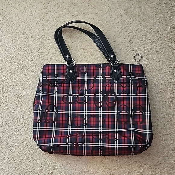 Coach Red and Black Plaid Handbag - Picture 2 of 3